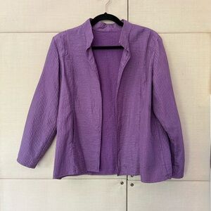 Vintage Purple Silk Textured Open Front Jacket